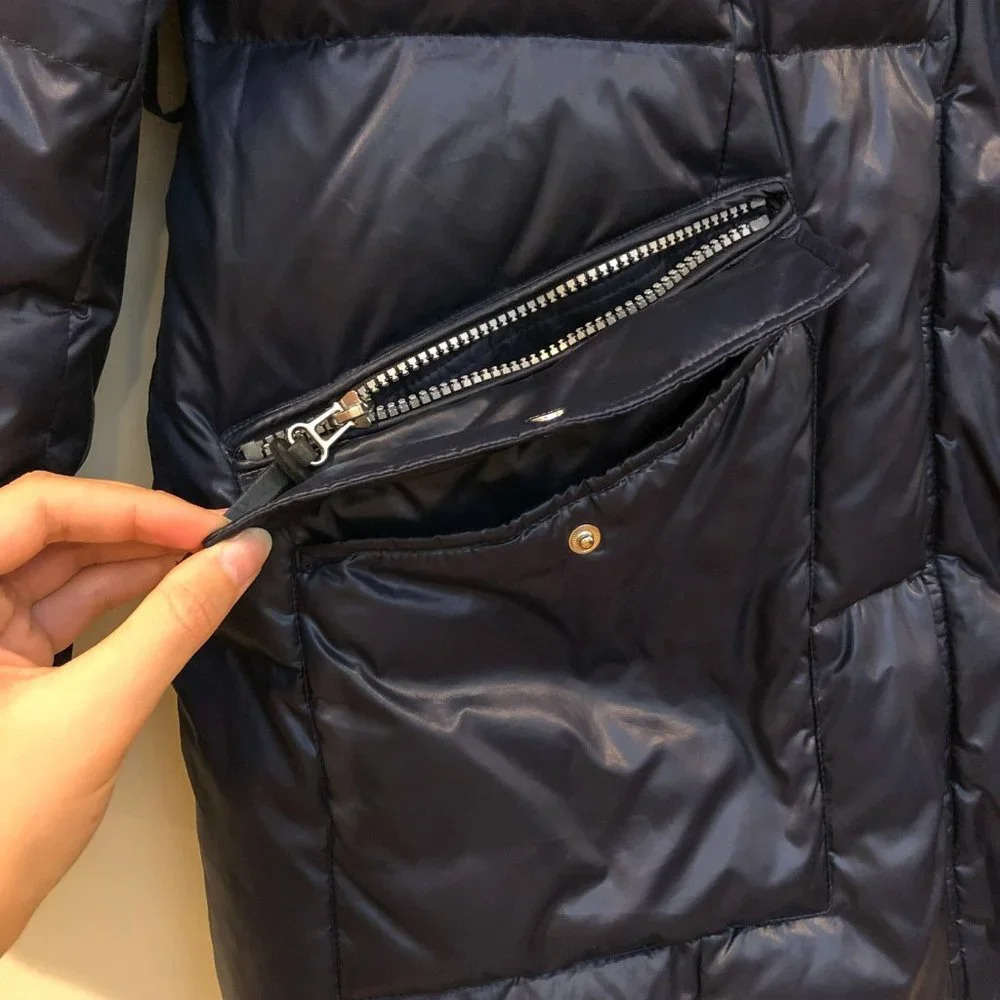 Andrew Marc Waterfowl Feather Down Navy Winter Puffer Jacket Coat Women's XL - Picture 3 of 9